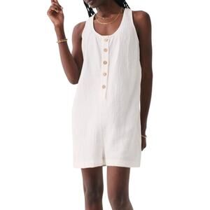 Faherty Dream Organic Cotton Gauze Jamesport Romper White Shorts Tank Top Large